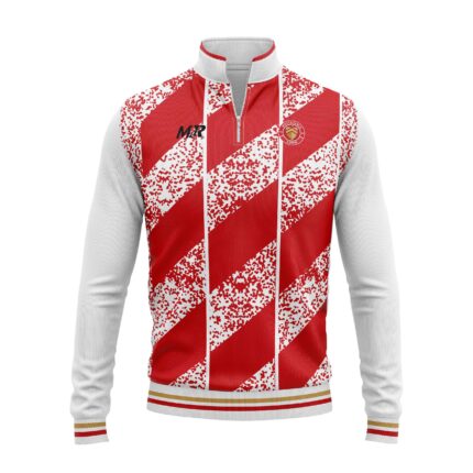 1/4 ZIP TRACK TOP - WHITE RED | WHITSTABLE